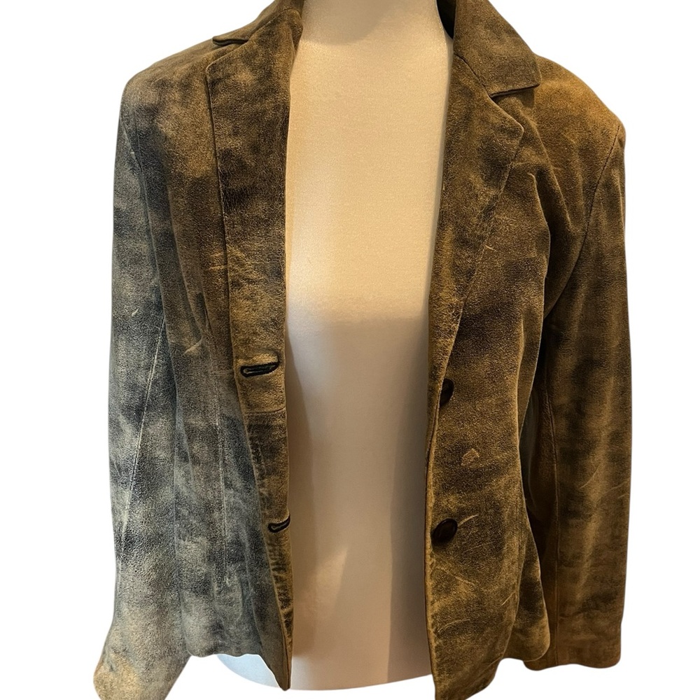 Stylish Women's Vintage Suede Olive Brown Blazer